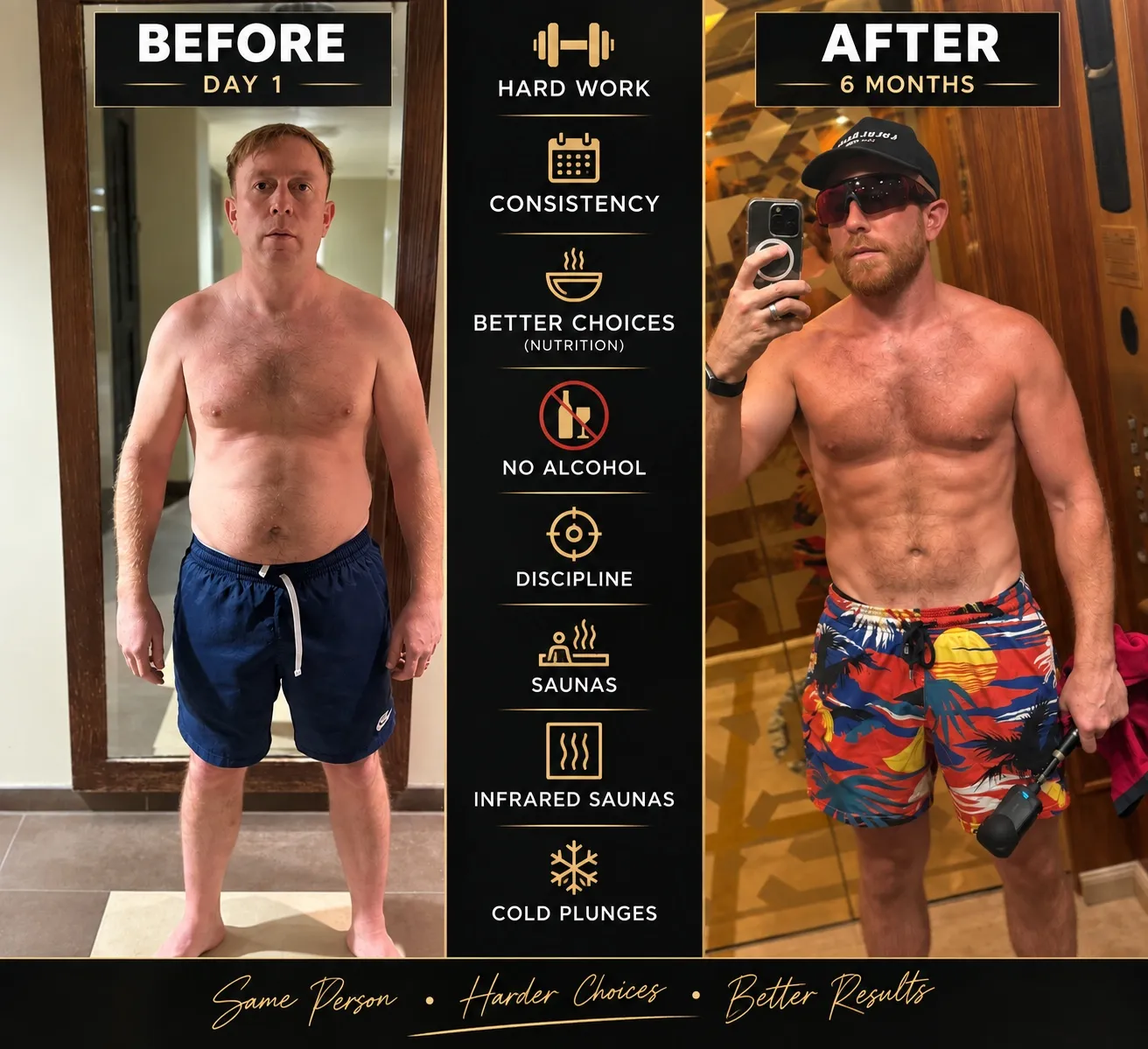 Bobby on day one and six months later.